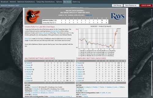 Screenshot of Out of the Park Baseball 17